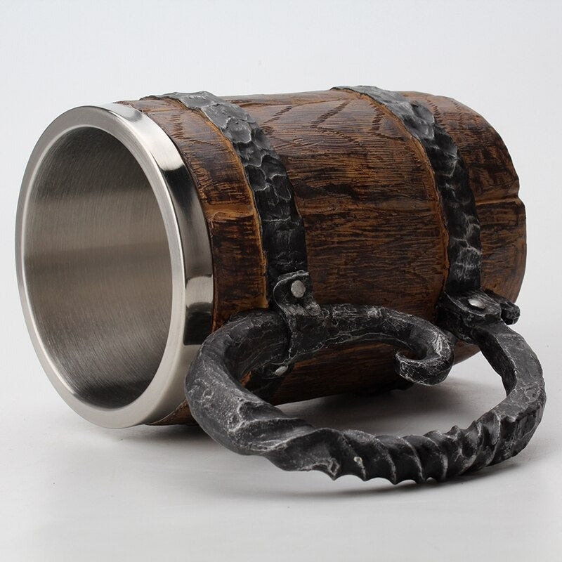 Stainless Steel 650ml Wooden Barrel Beer Mug by HitMyNeed