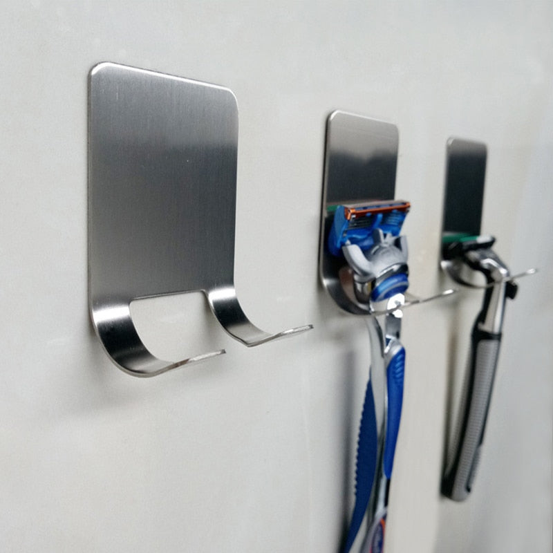 Stainless Steel Adhesive Razor Holder Wall Hook by HitMyNeed