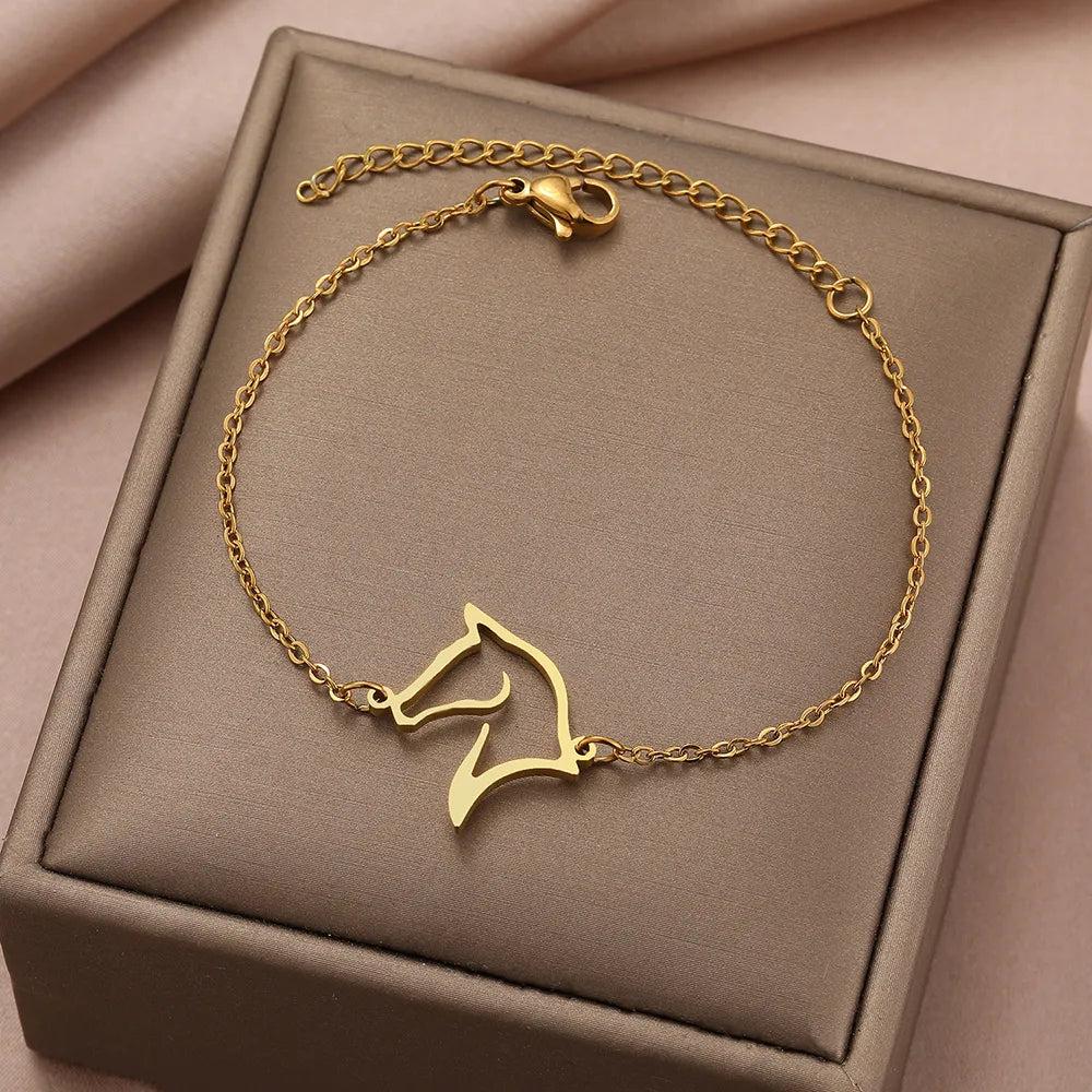 Stainless Steel Adjustable Horse Bracelet gold-color by HitMyNeed