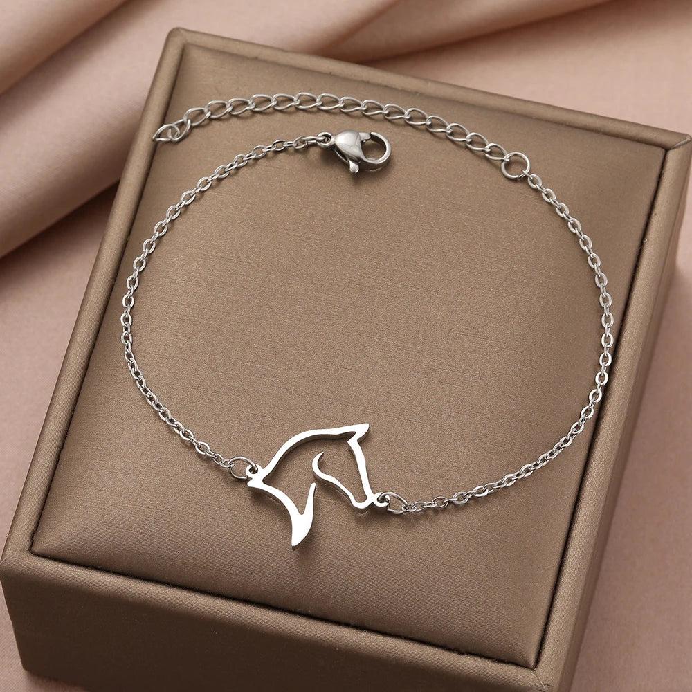 Stainless Steel Adjustable Horse Bracelet silver-color by HitMyNeed