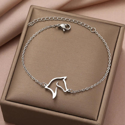 Stainless Steel Adjustable Horse Bracelet silver-color by HitMyNeed