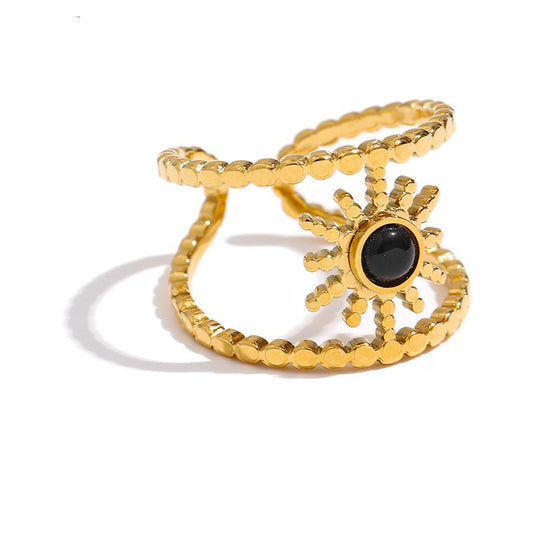 Stainless Steel Adjustable Sunburst Ring by HitMyNeed