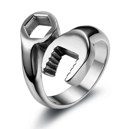 Stainless Steel Adjustable Wrench Ring for Men by HitMyNeed