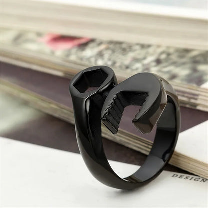 Stainless Steel Adjustable Wrench Ring for Men by HitMyNeed