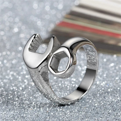 Stainless Steel Adjustable Wrench Ring for Men by HitMyNeed
