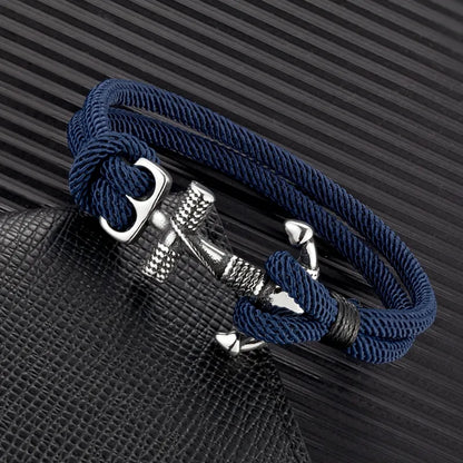 Stainless Steel Anchor Bracelet with Rope Band by HitMyNeed