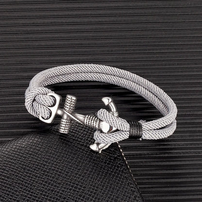 Stainless Steel Anchor Bracelet with Rope Band by HitMyNeed