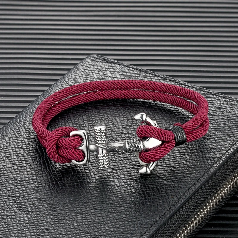 Stainless Steel Anchor Bracelet with Rope Band by HitMyNeed