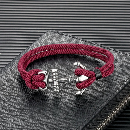 Stainless Steel Anchor Bracelet with Rope Band by HitMyNeed