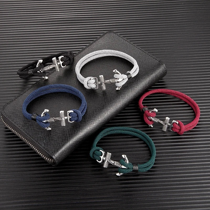 Stainless Steel Anchor Bracelet with Rope Band by HitMyNeed