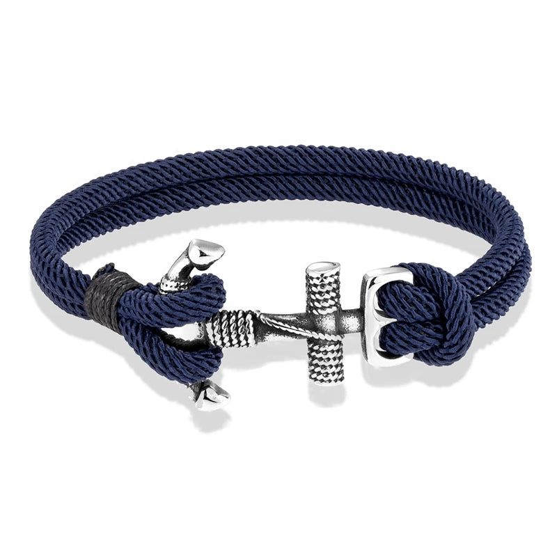 Stainless Steel Anchor Bracelet with Rope Band by HitMyNeed