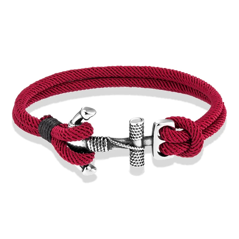Stainless Steel Anchor Bracelet with Rope Band by HitMyNeed