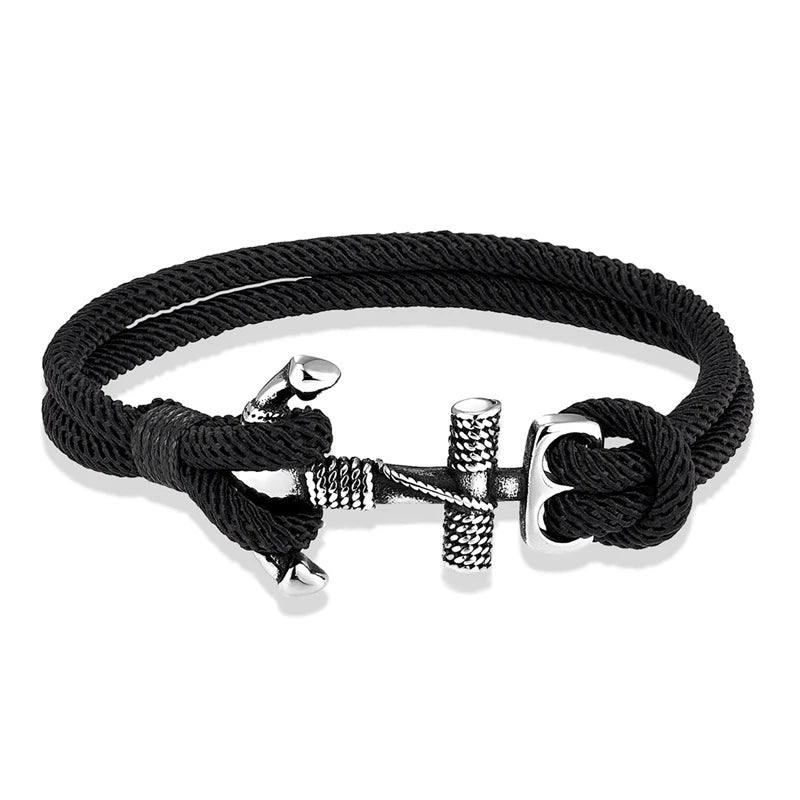Stainless Steel Anchor Bracelet with Rope Band scm1762 19cm by HitMyNeed