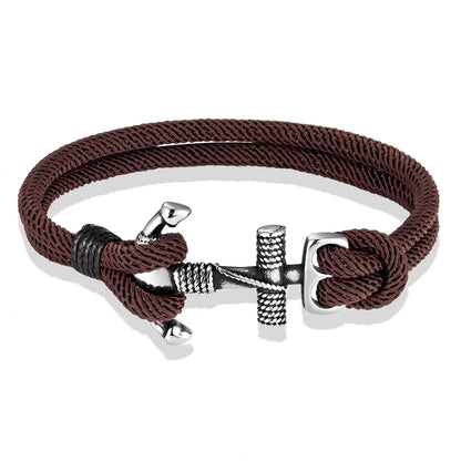 Stainless Steel Anchor Bracelet with Rope Band scm1765 23cm by HitMyNeed