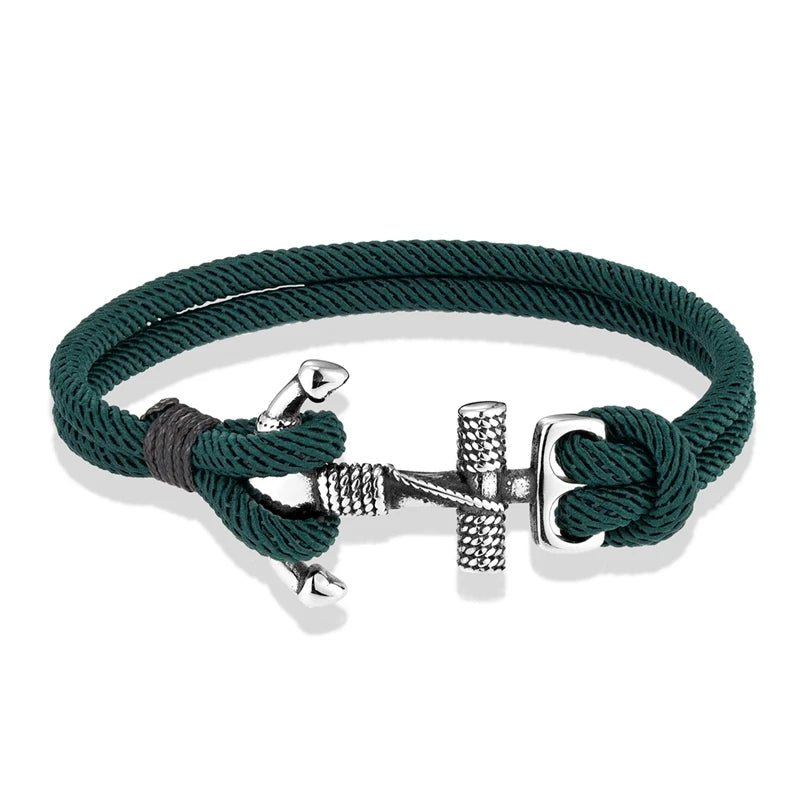 Stainless Steel Anchor Bracelet with Rope Band scm1766 19cm by HitMyNeed