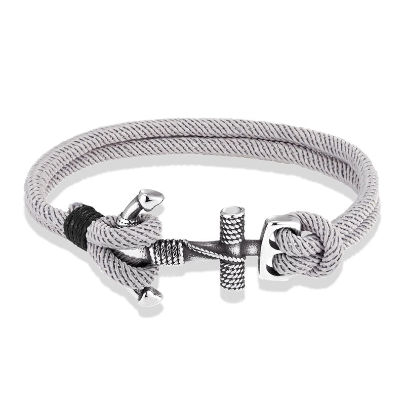 Stainless Steel Anchor Bracelet with Rope Band scm1767 19cm by HitMyNeed