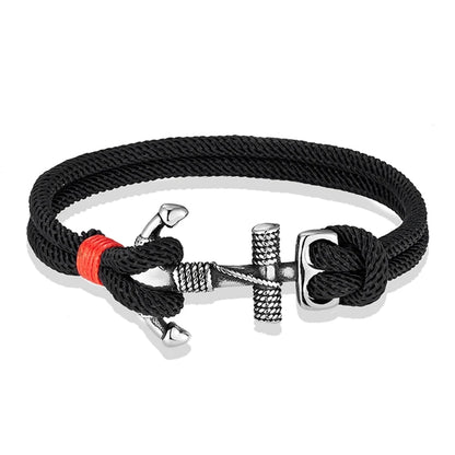 Stainless Steel Anchor Bracelet with Rope Band scm1768 19cm by HitMyNeed