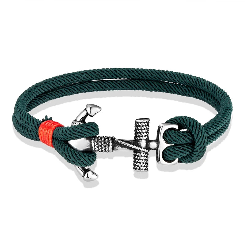 Stainless Steel Anchor Bracelet with Rope Band scm1770 19cm by HitMyNeed