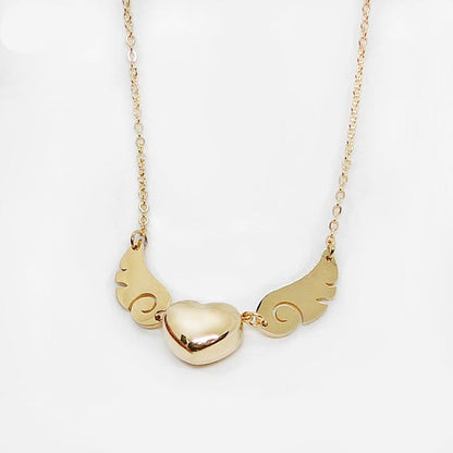Stainless Steel Angel Wing Heart Pendant Necklace by HitMyNeed