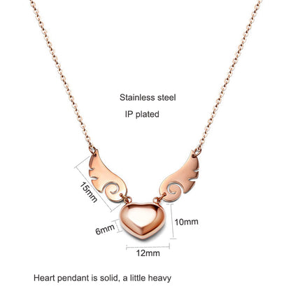 Stainless Steel Angel Wing Heart Pendant Necklace by HitMyNeed