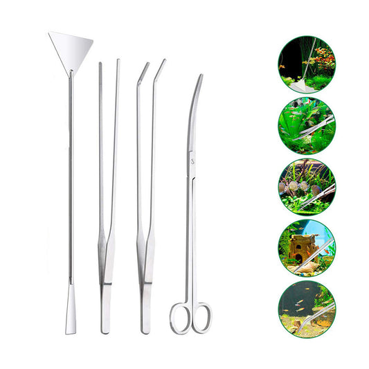 Stainless Steel Aquascaping Tool Set (4 pcs) by HitMyNeed