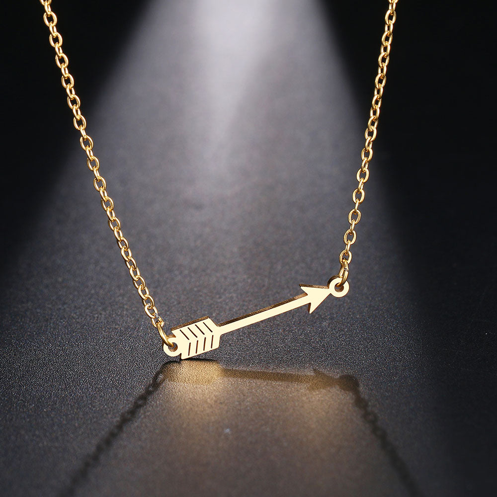 Stainless Steel Arrow Pendant Necklace 45cm gold-color by HitMyNeed