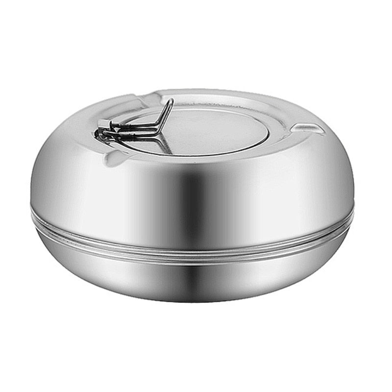 Stainless Steel Ashtray with Flip Lid, 12cm by HitMyNeed