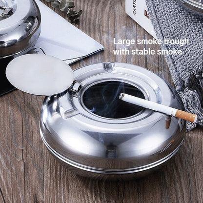 Stainless Steel Ashtray with Flip Lid, 12cm by HitMyNeed