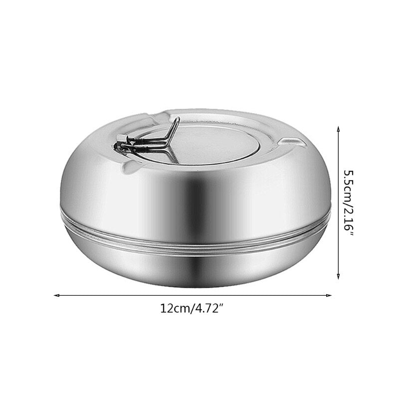 Stainless Steel Ashtray with Flip Lid, 12cm by HitMyNeed