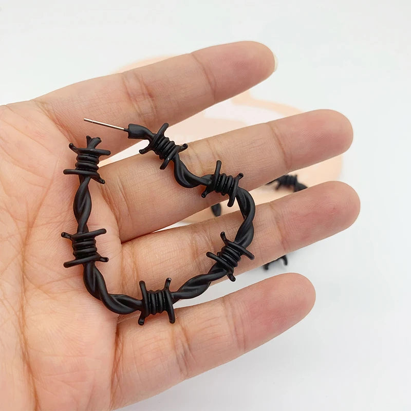 Stainless Steel Barbed Wire Heart Earrings by HitMyNeed