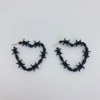 Stainless Steel Barbed Wire Heart Earrings by HitMyNeed