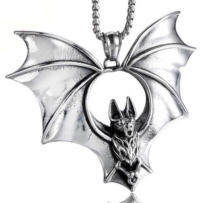 Stainless Steel Bat Pendant Necklace, 60cm Chain by HitMyNeed