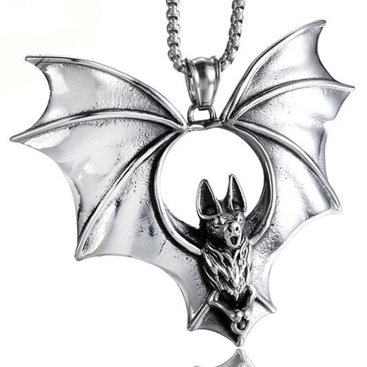 Stainless Steel Bat Pendant Necklace, 60cm Chain by HitMyNeed