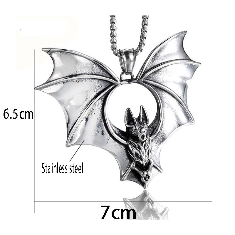 Stainless Steel Bat Pendant Necklace, 60cm Chain by HitMyNeed
