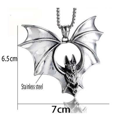 Stainless Steel Bat Pendant Necklace, 60cm Chain by HitMyNeed