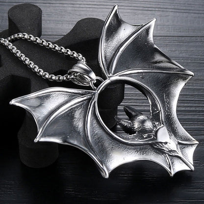 Stainless Steel Bat Pendant Necklace, 60cm Chain by HitMyNeed