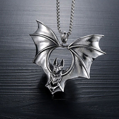 Stainless Steel Bat Pendant Necklace, 60cm Chain by HitMyNeed