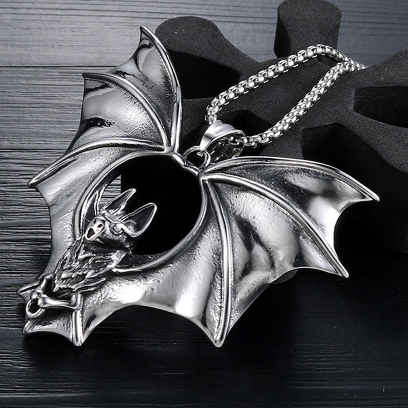 Stainless Steel Bat Pendant Necklace, 60cm Chain by HitMyNeed