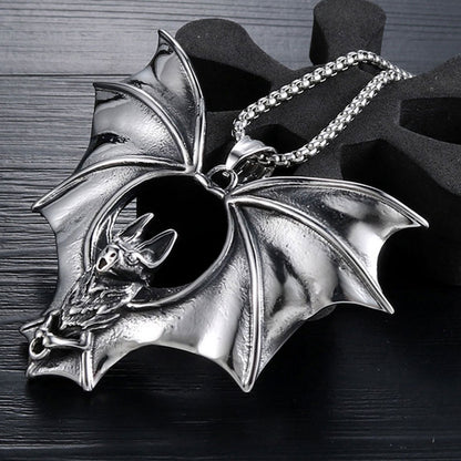 Stainless Steel Bat Pendant Necklace, 60cm Chain by HitMyNeed