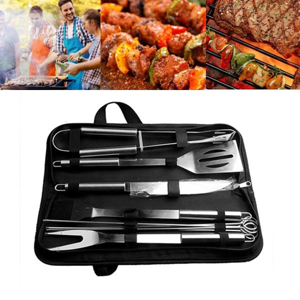 Stainless Steel BBQ Grill Tool Set with Case, 10-Piece by HitMyNeed