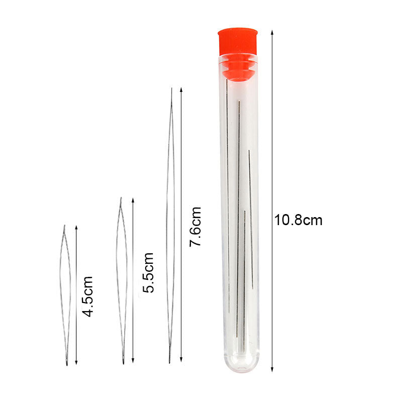Stainless Steel Big Eye Beading Needles, 6 Pack by HitMyNeed