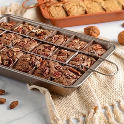 Stainless Steel Brownie Pan with Dividers, Non-Stick by HitMyNeed