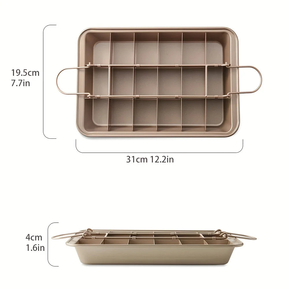 Stainless Steel Brownie Pan with Dividers, Non-Stick by HitMyNeed