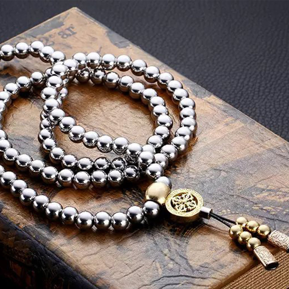 Stainless Steel Buddha Bead Necklace & Self-Defense Whip by HitMyNeed