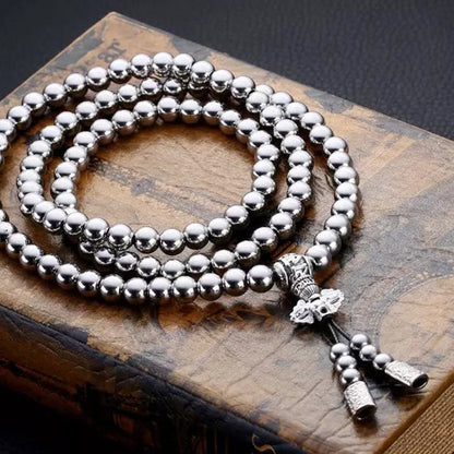 Stainless Steel Buddha Bead Necklace & Self-Defense Whip by HitMyNeed