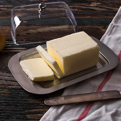 Stainless Steel Butter Dish with Acrylic Lid by HitMyNeed