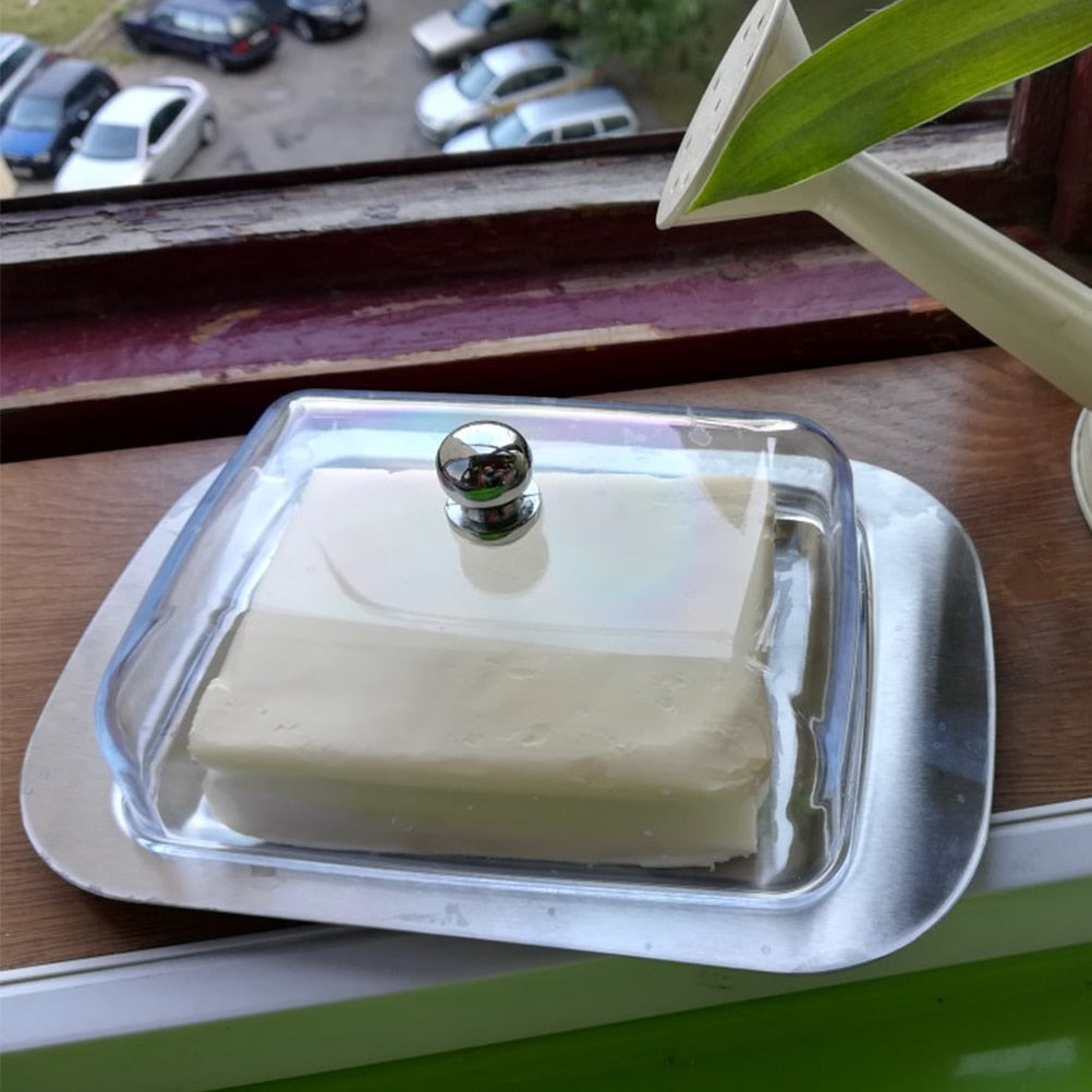 Stainless Steel Butter Dish with Acrylic Lid by HitMyNeed
