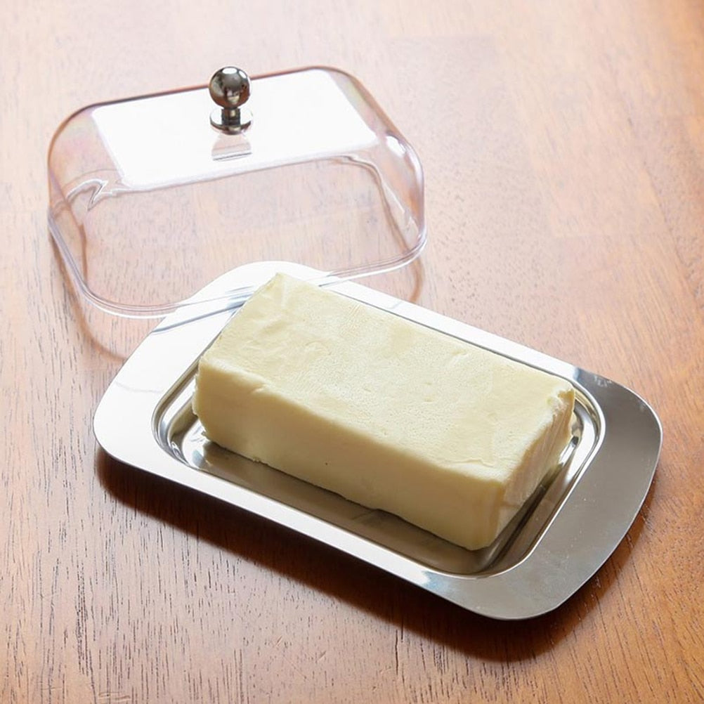 Stainless Steel Butter Dish with Acrylic Lid by HitMyNeed