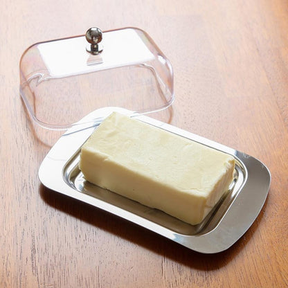 Stainless Steel Butter Dish with Acrylic Lid by HitMyNeed