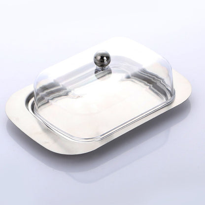Stainless Steel Butter Dish with Acrylic Lid by HitMyNeed